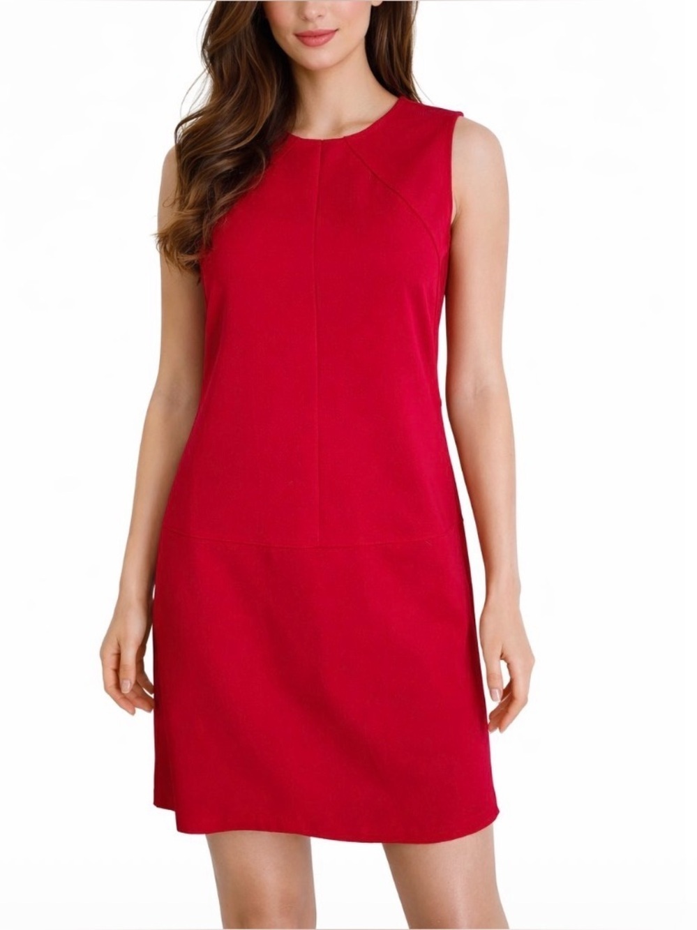NEW Loft red sheath shift dress sleeveless SZ 6 knee length back zip up cocktail